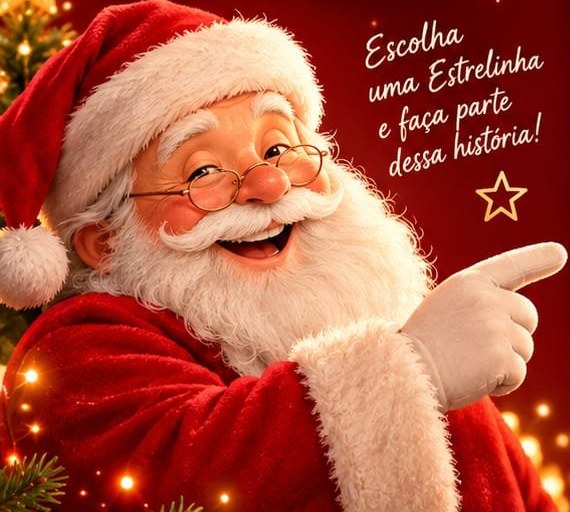 Papai Noel apontando: escolha uma Estrelinha e faça parte dessa história!